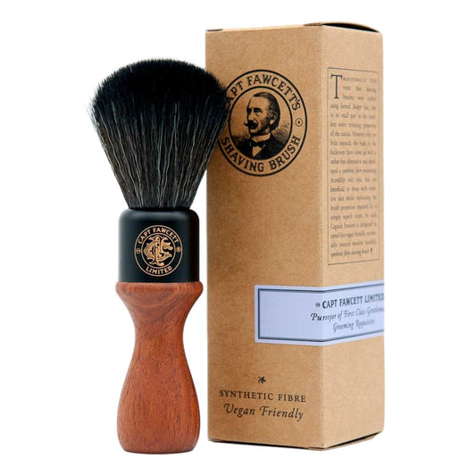 Captain Fawcett Synthetic Fibre Shaving Brush With Wooden Handle For Vegan-Friendly Wet Shaving